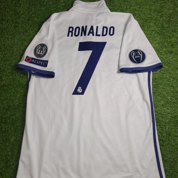 Cristiano Ronaldo Real Madrid 2016 2017 UEFA Home Soccer Jersey Shirt L